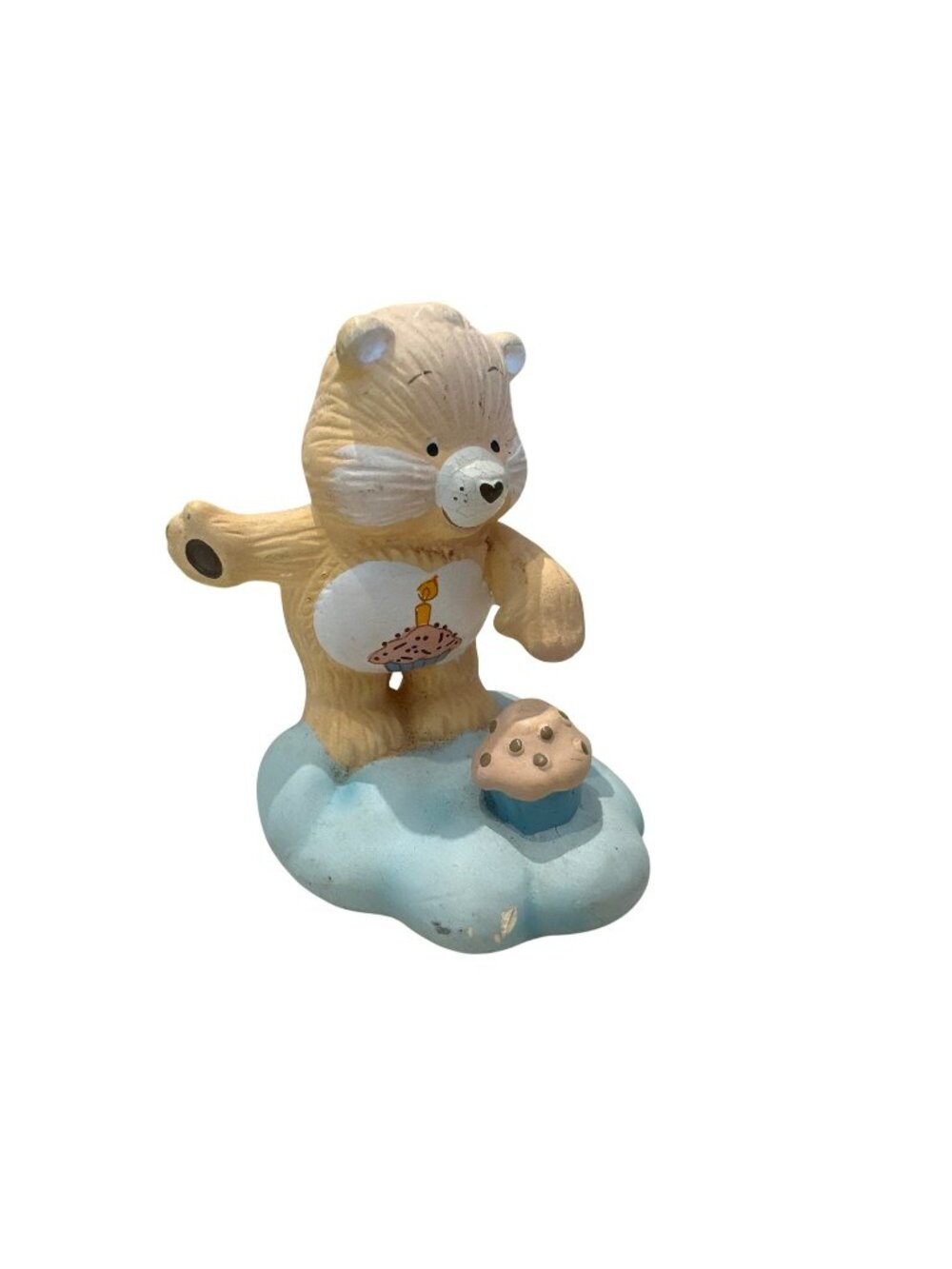 Vintage Care Bear Ceramic Birthday Bear Figurine on Cloud 3" Tall Collectible